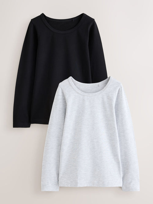 Black/Grey Long Sleeve Vests 2 Pack (1.5-16yrs)