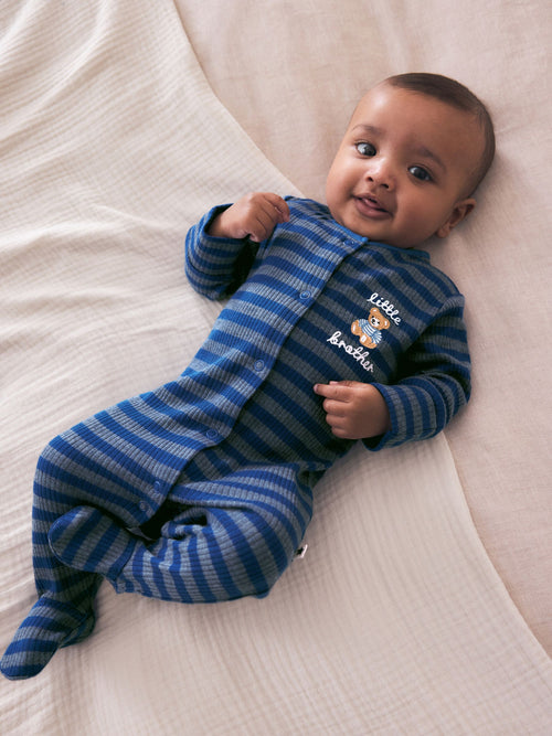 Navy Little Brother Family Baby Sleepsuit (0-2yrs)