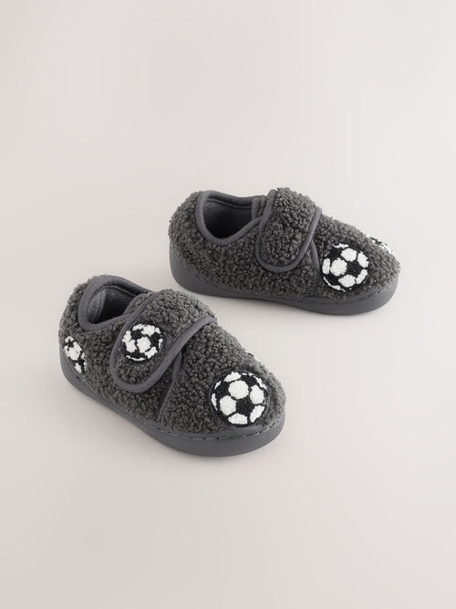 Grey Football Touch Fastening Cupsole Slippers