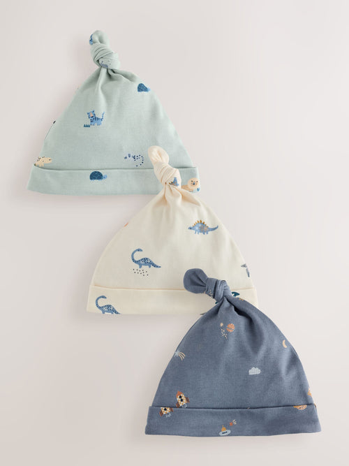 Blue Mini Character Baby Beanies 3 Pack (0-18mths)