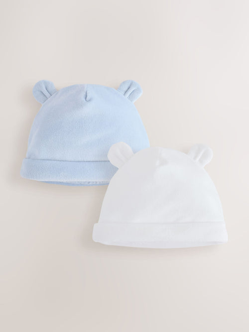 Blue and White Beanies 2 Pack (0-12mths)