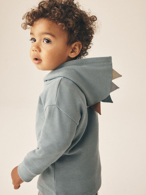 Mineral Grey Dino Spike Long Sleeve Hoodie (3mths-7yrs)