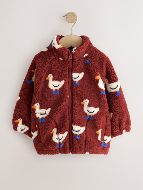Burgundy Red Duck All Over Print Fleece (3mths-7yrs)