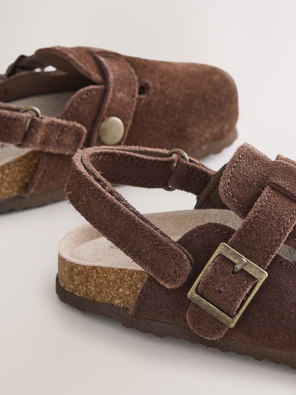 Chocolate Brown Leather Cushioned Footbed Clogs