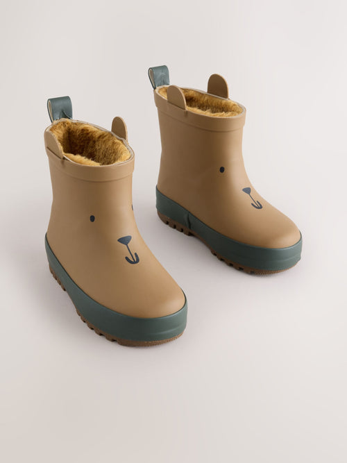 Brown Bear Warm Lined Ankle Wellies