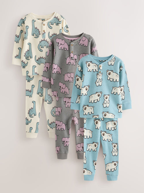 Charcoal/Blue All Over Stompy Animal Snuggle Pyjamas 3 Pack (9mths-10yrs)