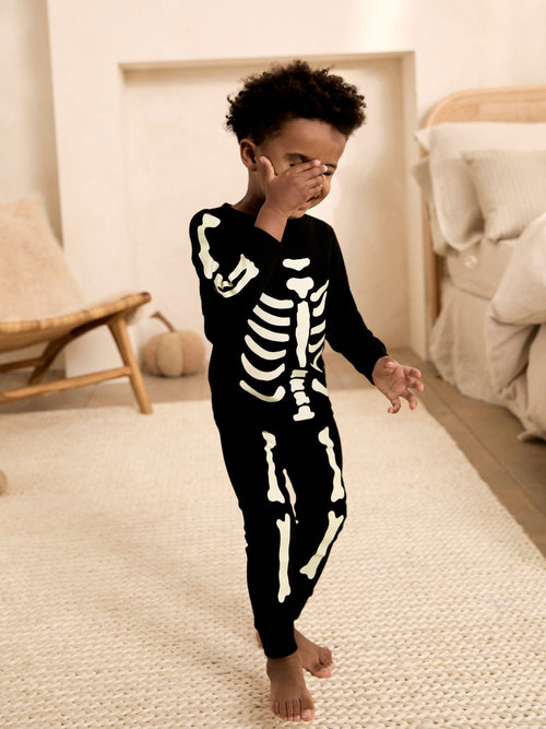 Black Glow in the Dark Skeleton Halloween Pyjamas (9mths-12yrs)