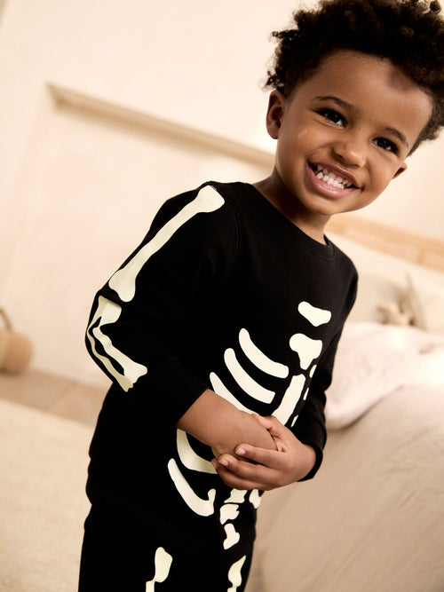 Black Glow in the Dark Skeleton Halloween Pyjamas (9mths-12yrs)