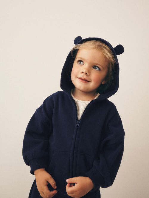 Navy Zip Up Hoodie (3mths-7yrs)
