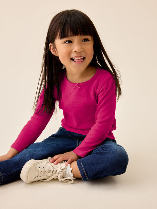 Pink Berry Long Sleeve Pointelle Top (3mths-7yrs)