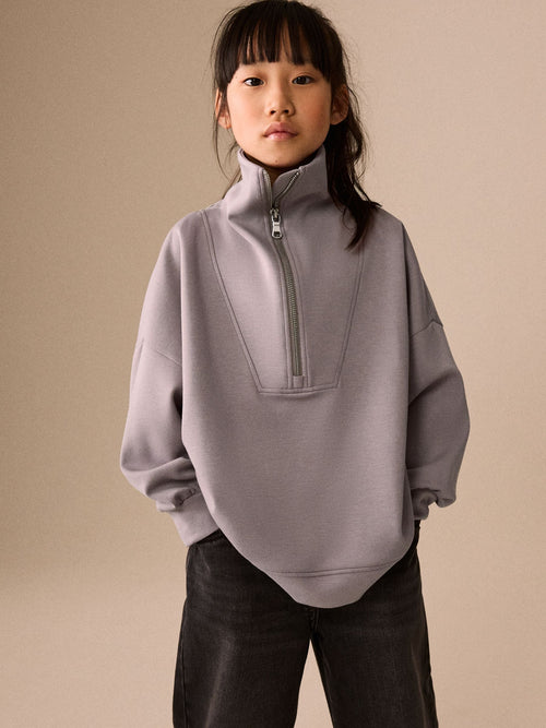 Neutral/Grey Half Zip Sweatshirt (3-16yrs)