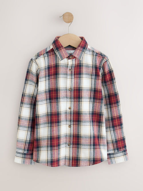 Red/Ecru Long Sleeve Christmas Tartan Check Shirt (3-16yrs)