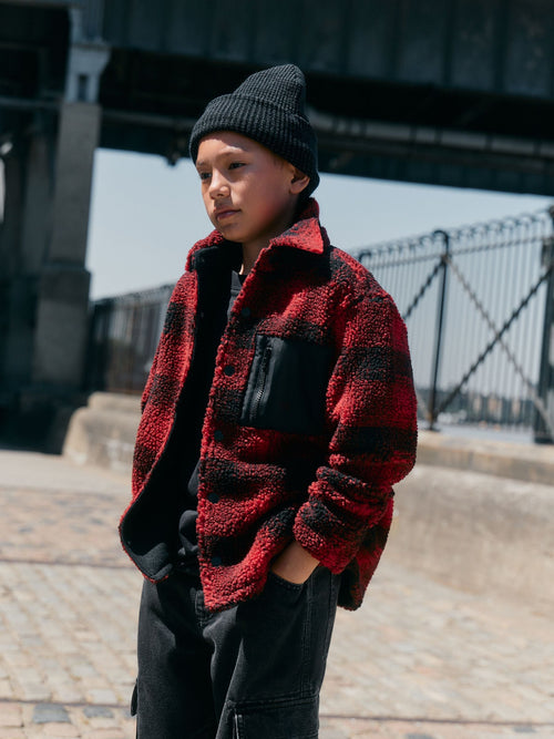 Red Check Borg Fleece Shacket (3-16yrs)