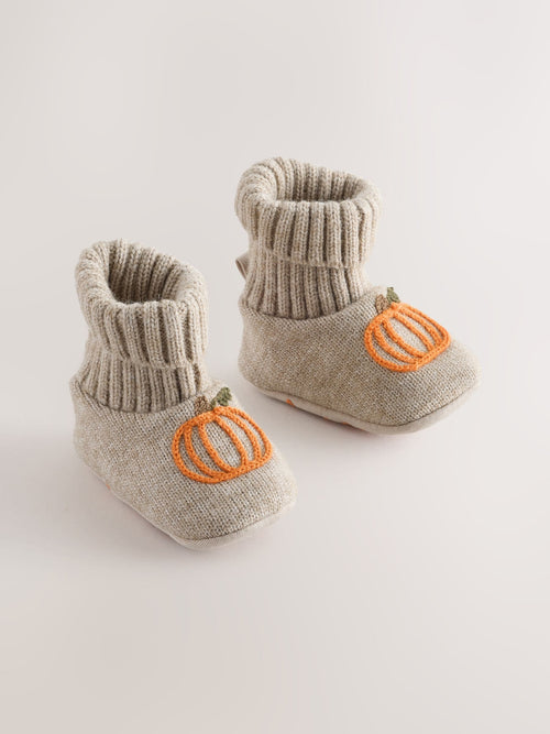 Neutral Pumpkin Baby Sock Top Boot Shoes (0-18mths)
