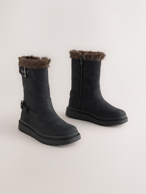 Black Standard Fit (F) Faux Fur Lined Boots