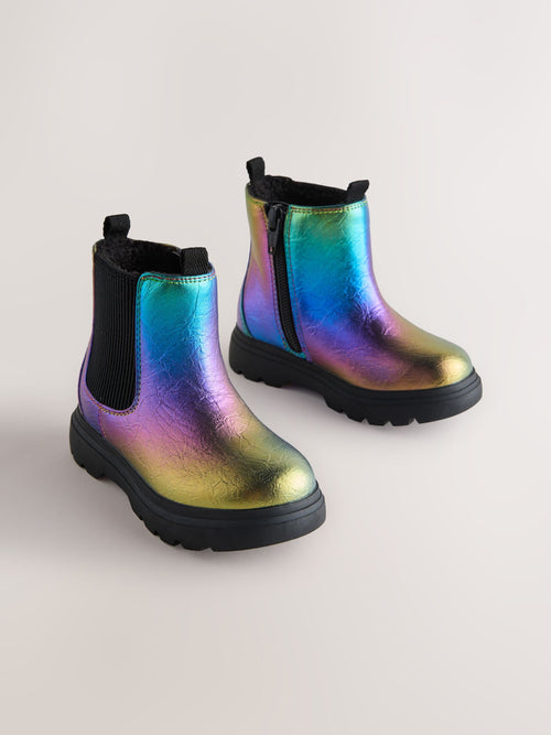 Multi Rainbow Chelsea Chunky Ankle Boots