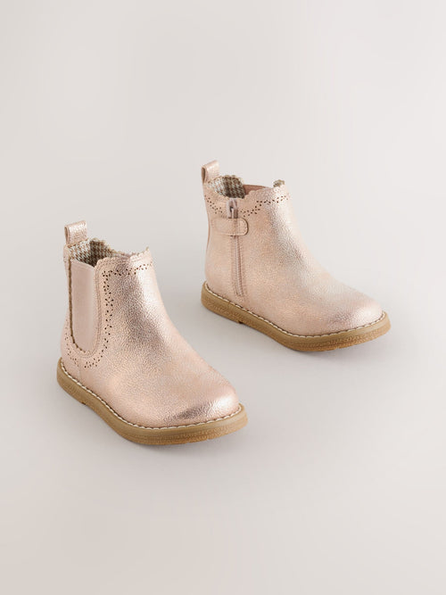 Pink Shimmer Standard Fit (F) Chelsea Ankle Boots