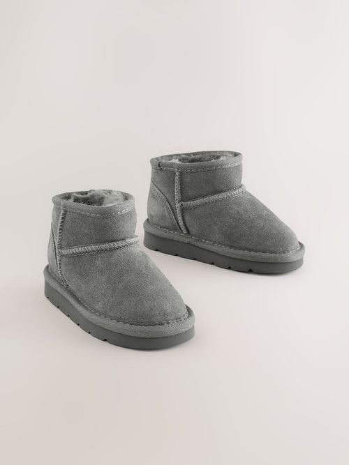 Grey Standard Fit (F) Water Repellent Suede Pull On Boots