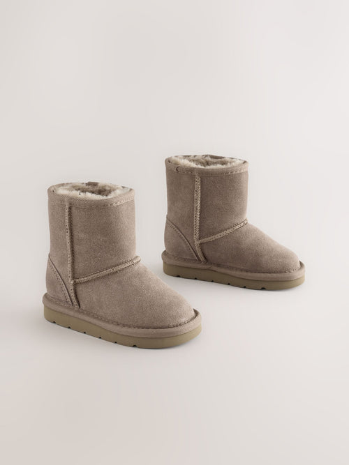 Mink Brown Standard Fit (F) Water Repellent Tall Suede Pull On Boots