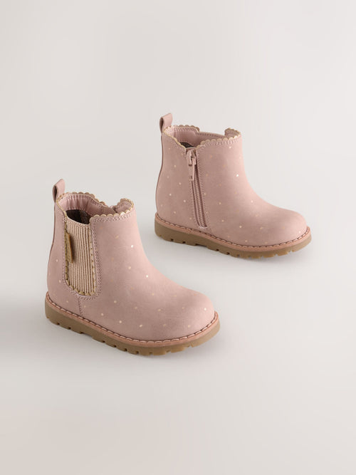 Pink Spot Chelsea Ankle Boots