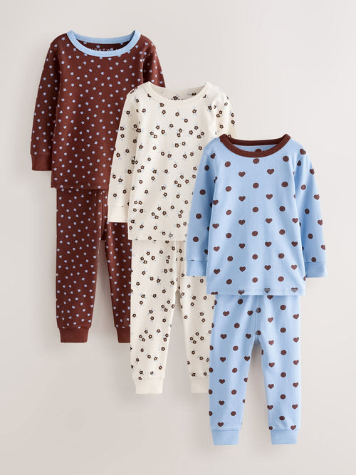 Blue/Brown Snuggle Pyjamas 3 Pack (9mths-12yrs)
