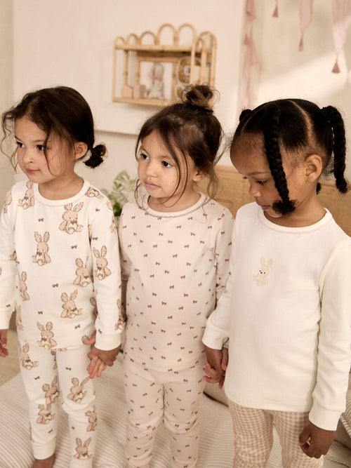 Neutral Bunny Print Snuggle Pyjamas 3 Pack (9mths-12yrs)