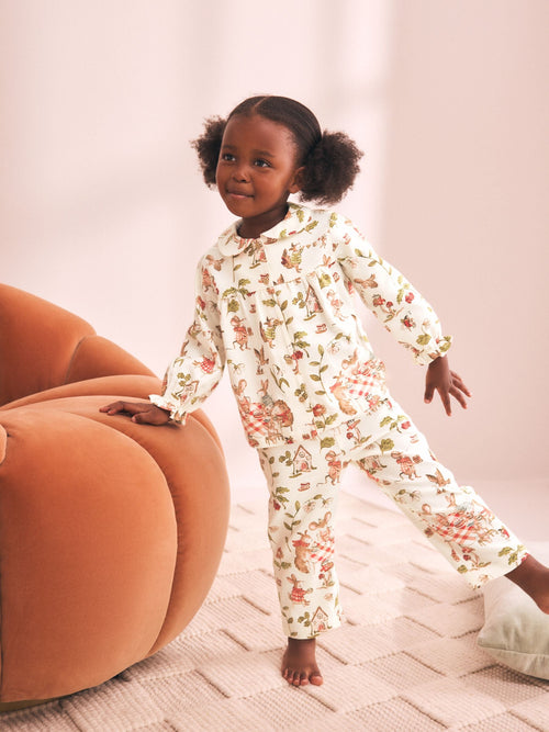 Red/Ecru Woven Button Through Pyjamas (9mths-10yrs)