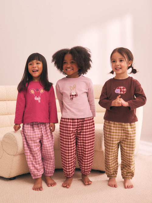 Pink/Green Woven Jogger Pyjamas 3 Pack (9mths-12yrs)