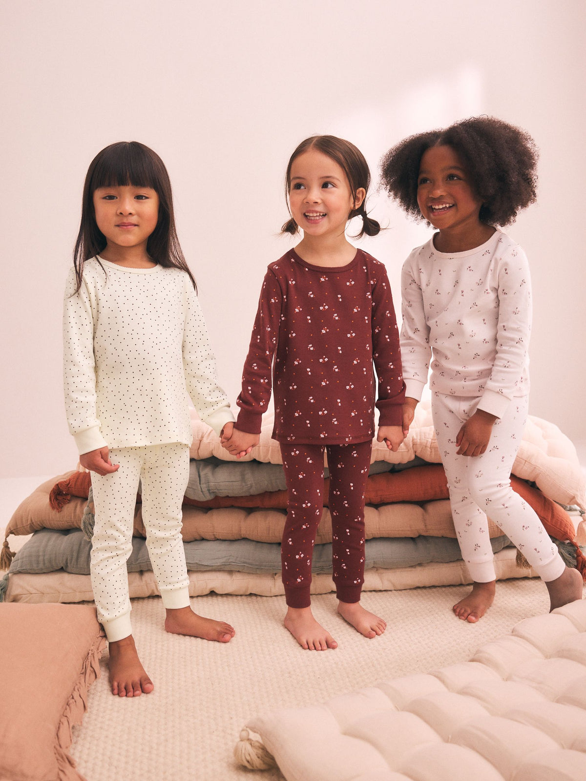 Pink/Brown Ditsy Print Snuggle Pyjamas 3 Pack (9mths-12yrs)