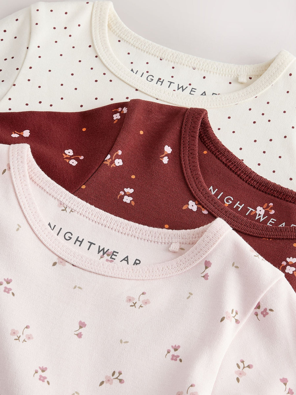Pink/Brown Ditsy Print Snuggle Pyjamas 3 Pack (9mths-12yrs)