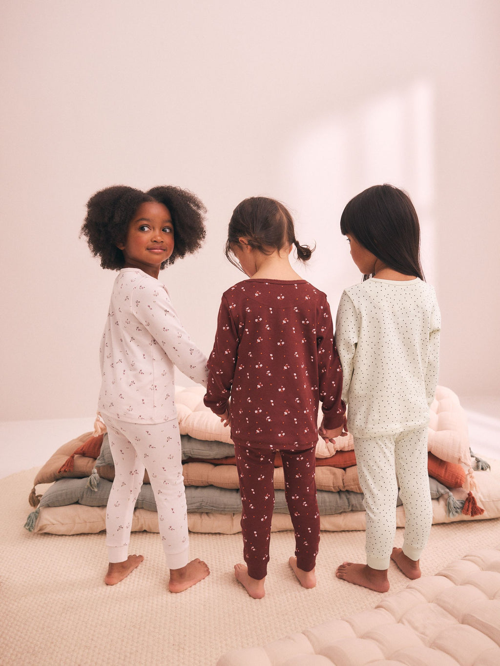 Pink/Brown Ditsy Print Snuggle Pyjamas 3 Pack (9mths-12yrs)