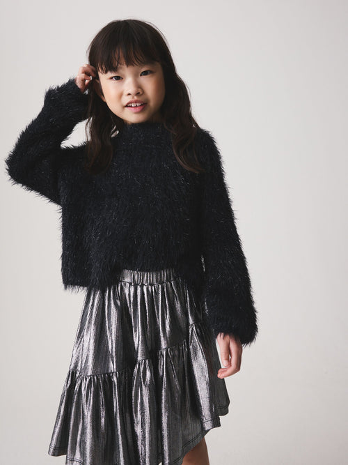 Black Tinsel Fluffy Jumper (3-16yrs)