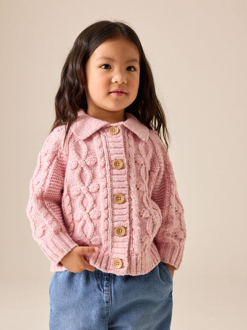 Pink Chunky Bobble Cardigan (3mths-10yrs)