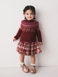 Berry and Pink Fairisle Jumper and Check Skirt Set (3mths-7yrs)