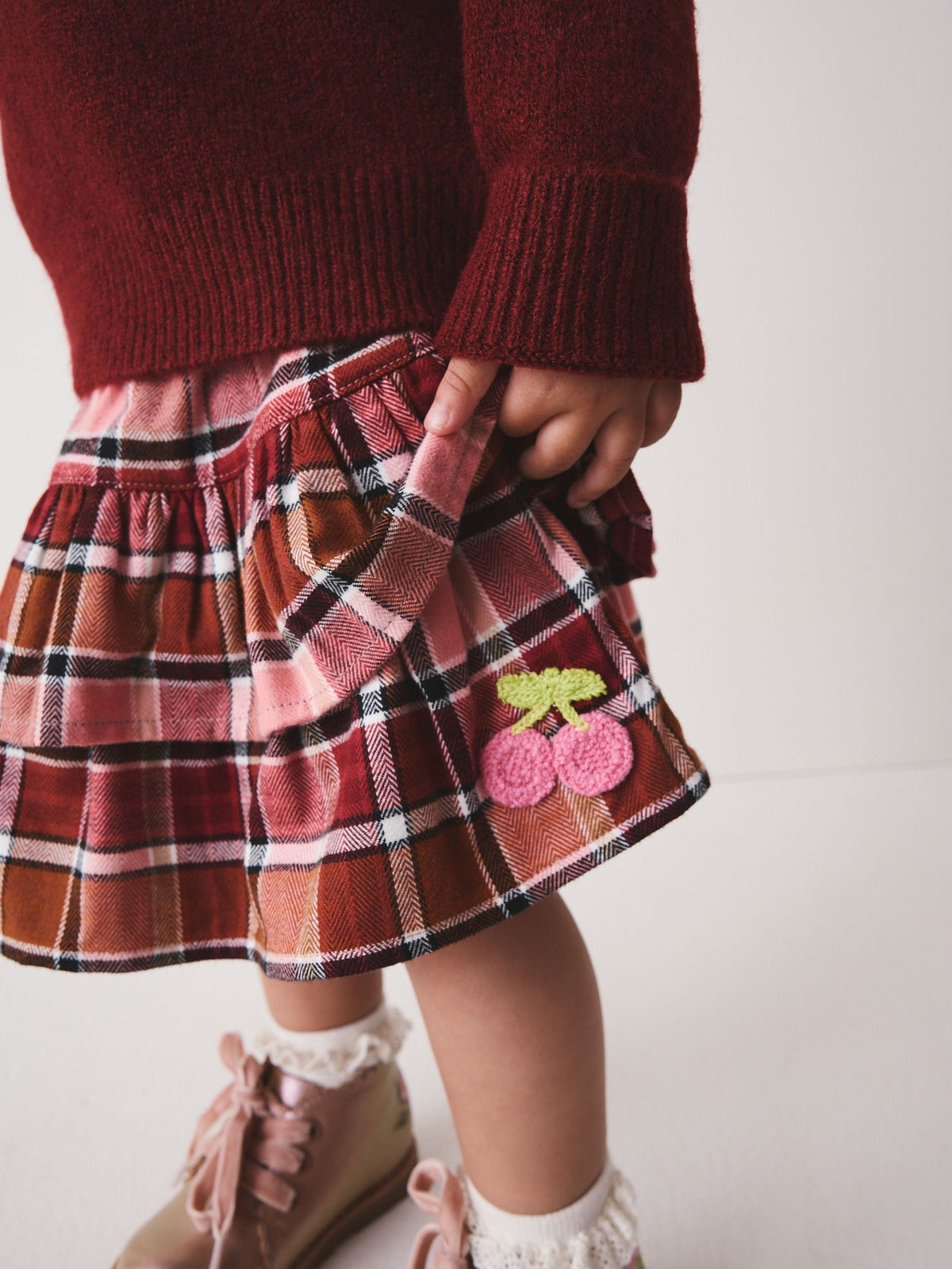 Berry and Pink Fairisle Jumper and Check Skirt Set (3mths-7yrs)