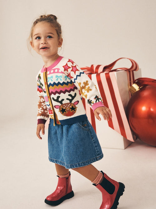 Reindeer Funky Christmas Cardigan (3mths-7yrs)