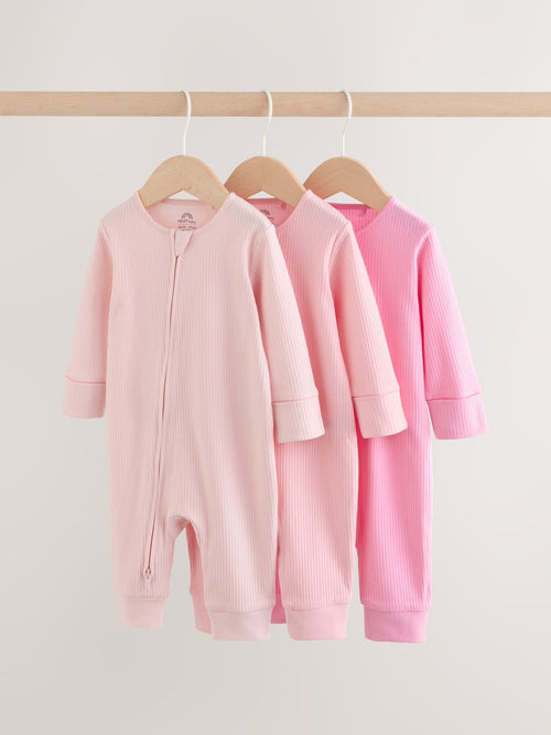 Pink Baby Sleepsuits 3 Pack (0mths-3yrs)
