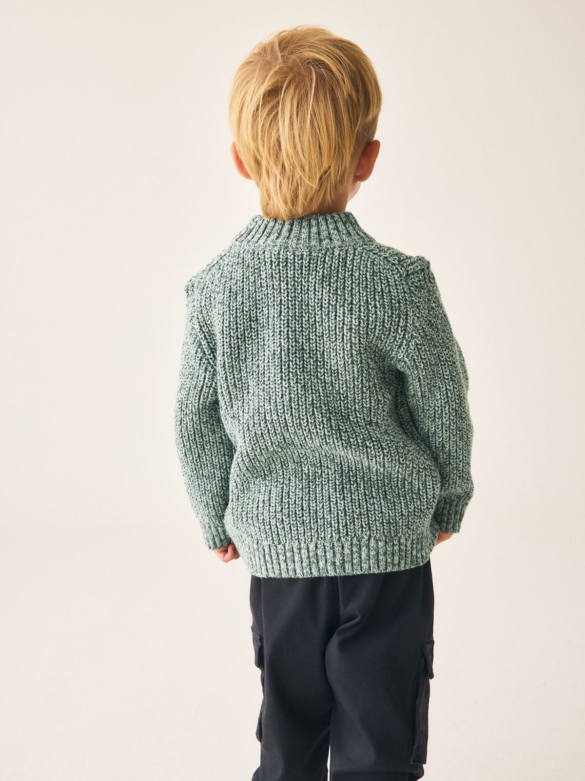 Teal Blue Zip Neck Knitted Cable Jumper (3mths-7yrs)