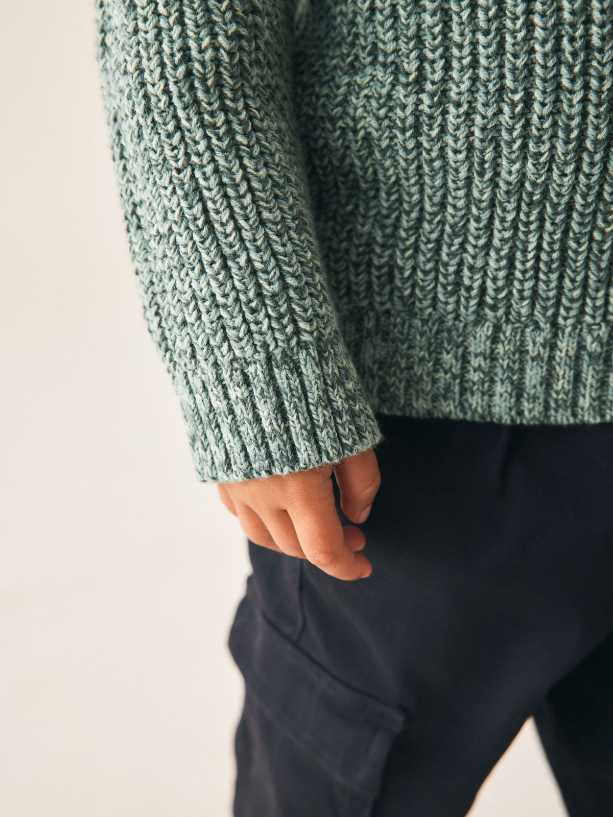 Teal Blue Zip Neck Knitted Cable Jumper (3mths-7yrs)