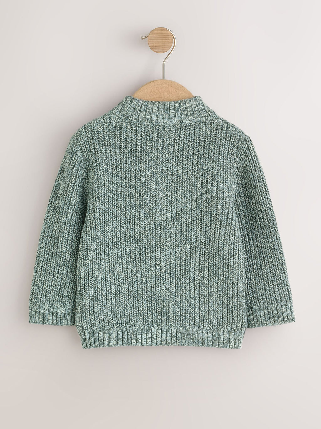 Teal Blue Zip Neck Knitted Cable Jumper (3mths-7yrs)