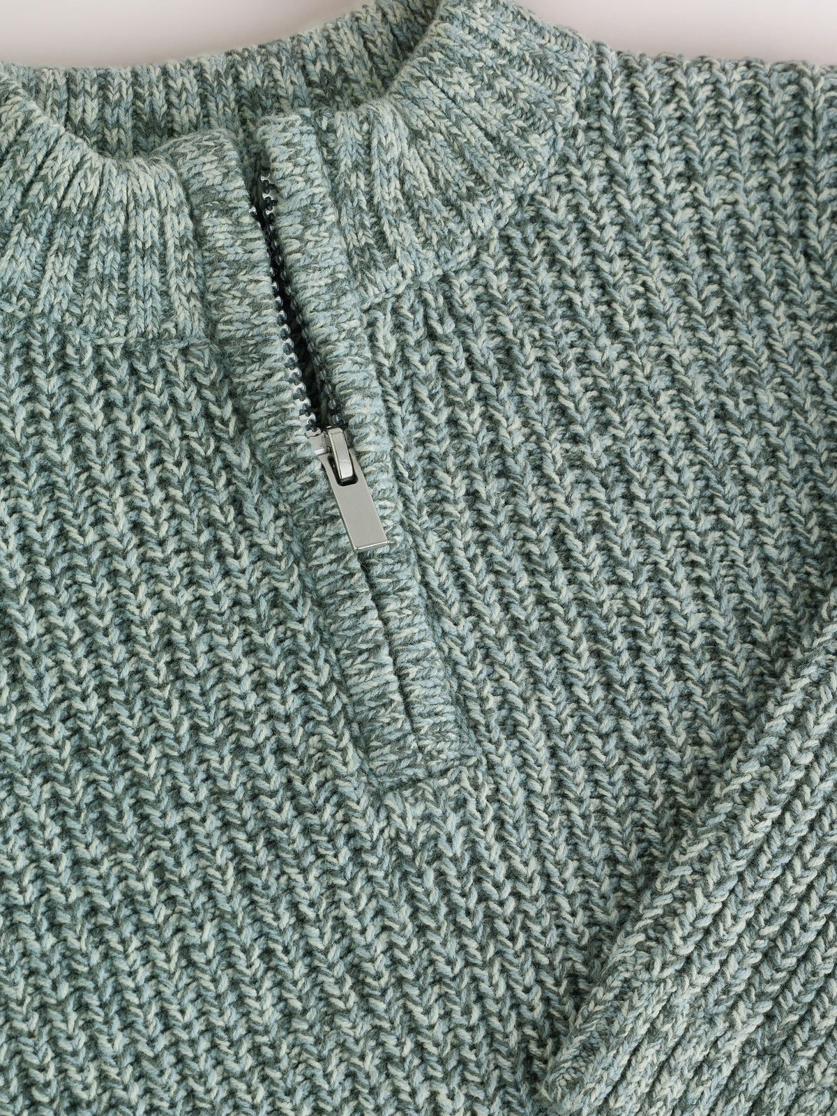 Teal Blue Zip Neck Knitted Cable Jumper (3mths-7yrs)