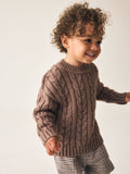 Brown Cable Knit Crew Neck Jumper (3mths-7yrs)