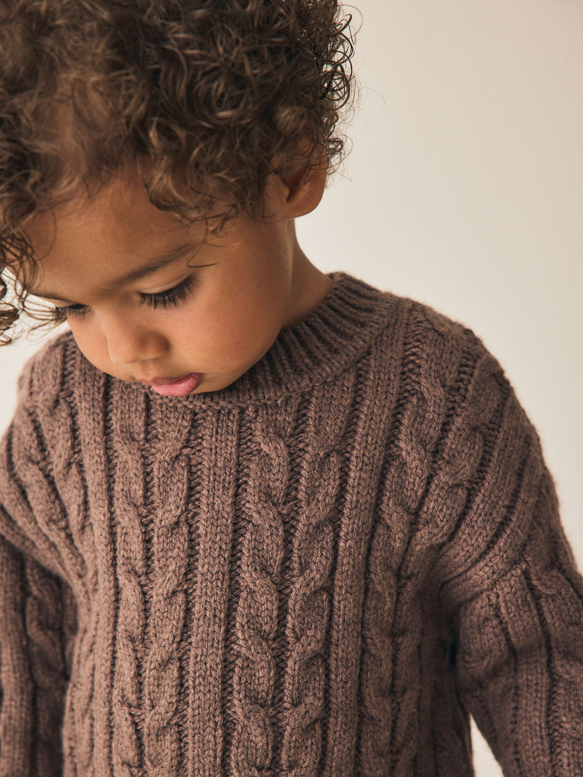 Brown Cable Knit Crew Neck Jumper (3mths-7yrs)
