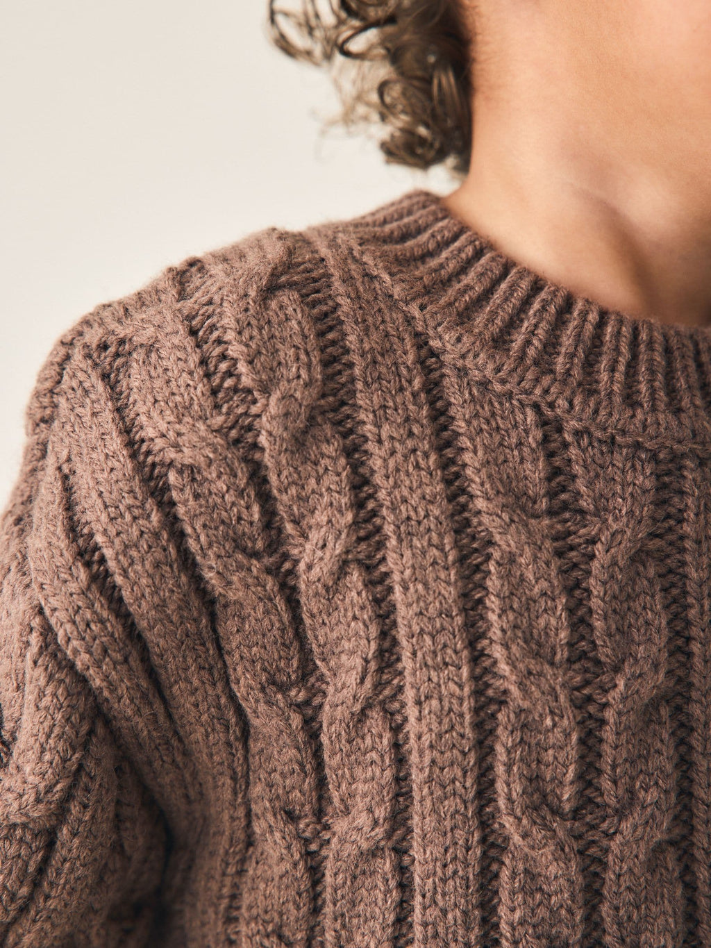 Brown Cable Knit Crew Neck Jumper (3mths-7yrs)