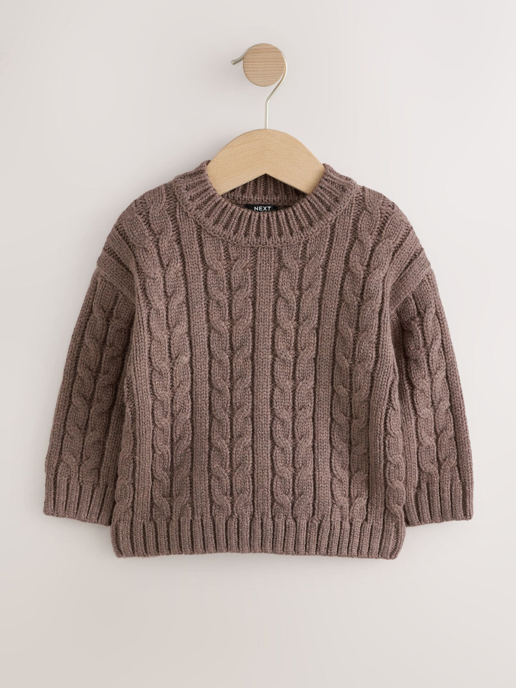Brown Cable Knit Crew Neck Jumper (3mths-7yrs)