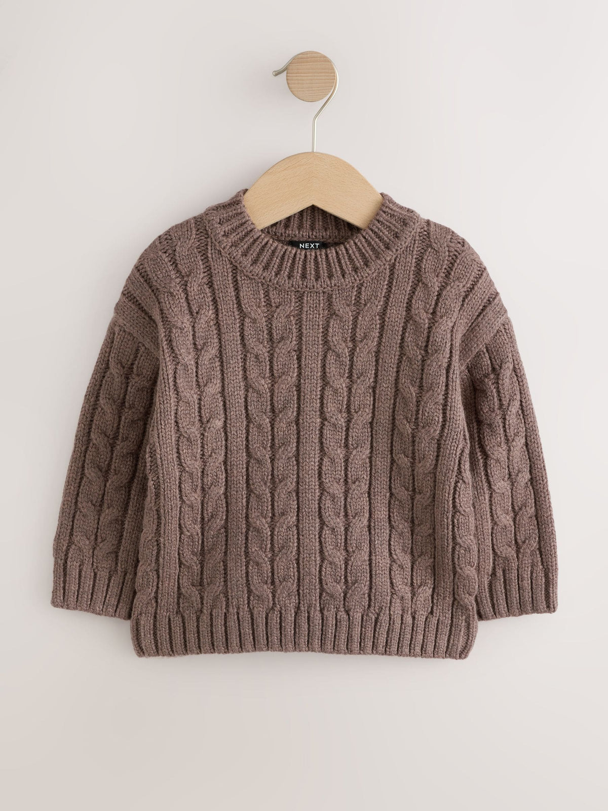 Brown Cable Knit Crew Neck Jumper (3mths-7yrs)