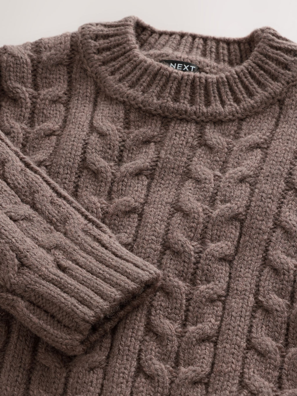 Brown Cable Knit Crew Neck Jumper (3mths-7yrs)