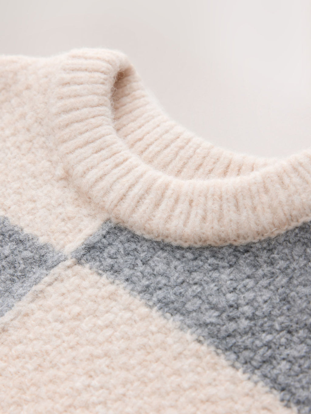 Grey/White Checkerboard Knit Crew Neck Jumper (3mths-7yrs)