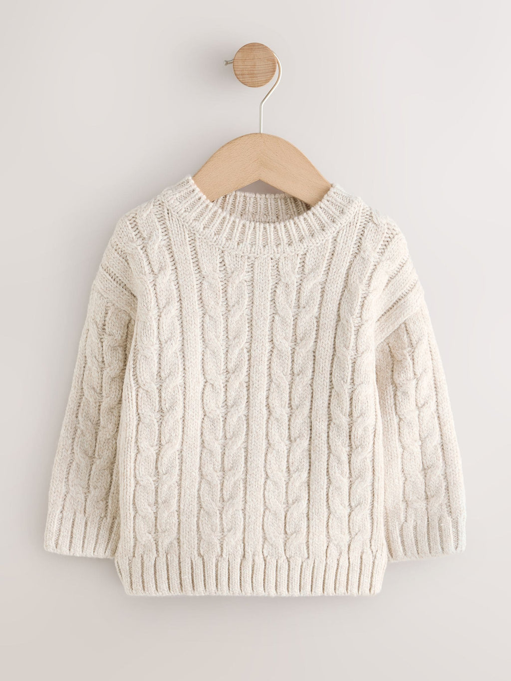 Neutral Cream Cable Knit Crew Neck Jumper (3mths-7yrs)