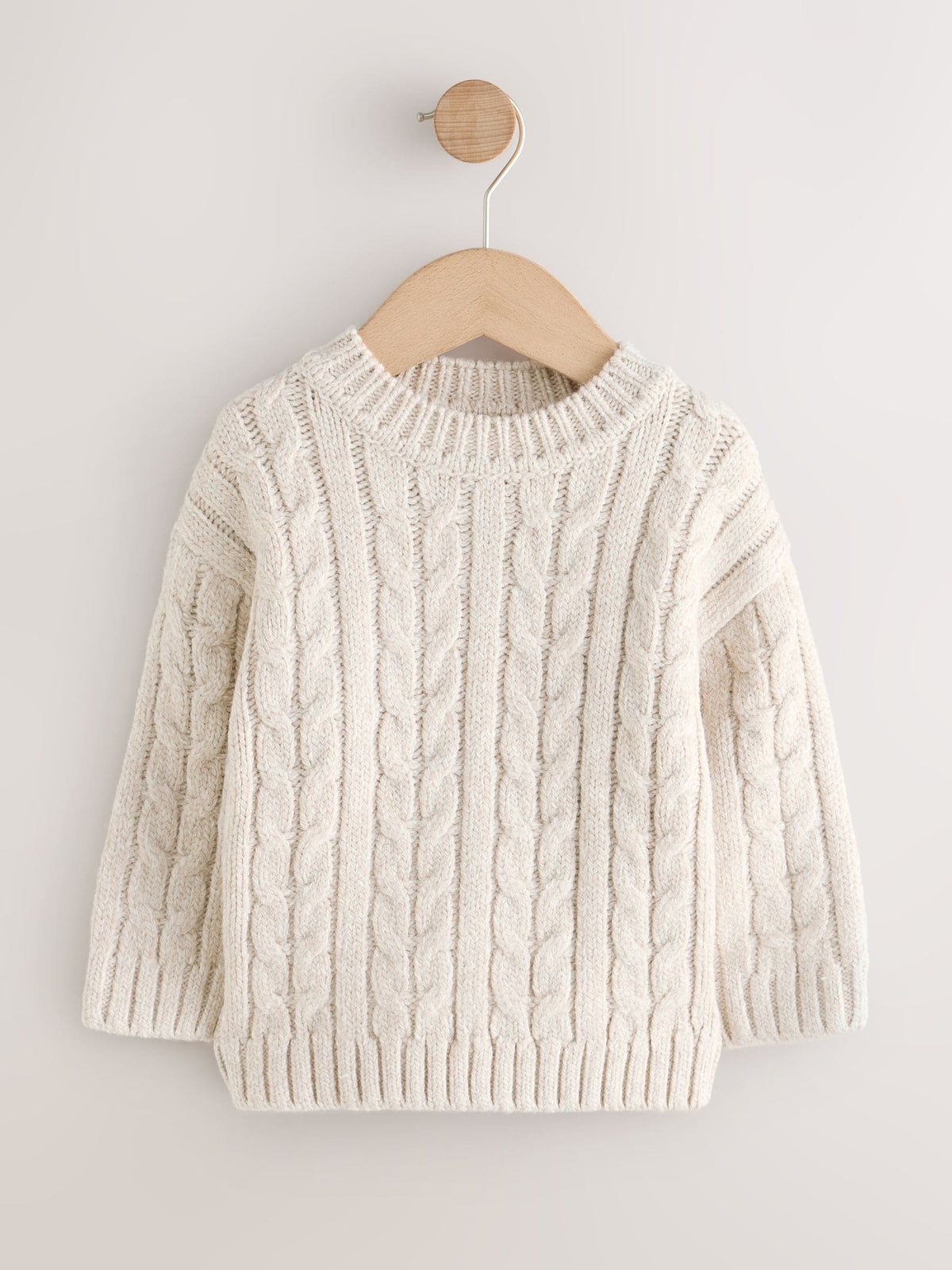 Neutral Cream Cable Knit Crew Neck Jumper (3mths-7yrs)